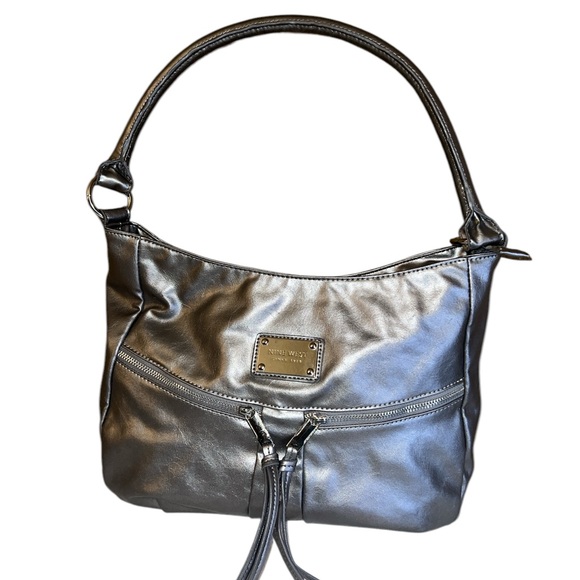 Nine West Handbags - Nine West metallic gray shoulder bag with callouts